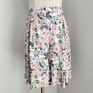 Vintage 80s 90s Floral Pleated High Waisted Shorts Flowy Grandmacore FR Sport M